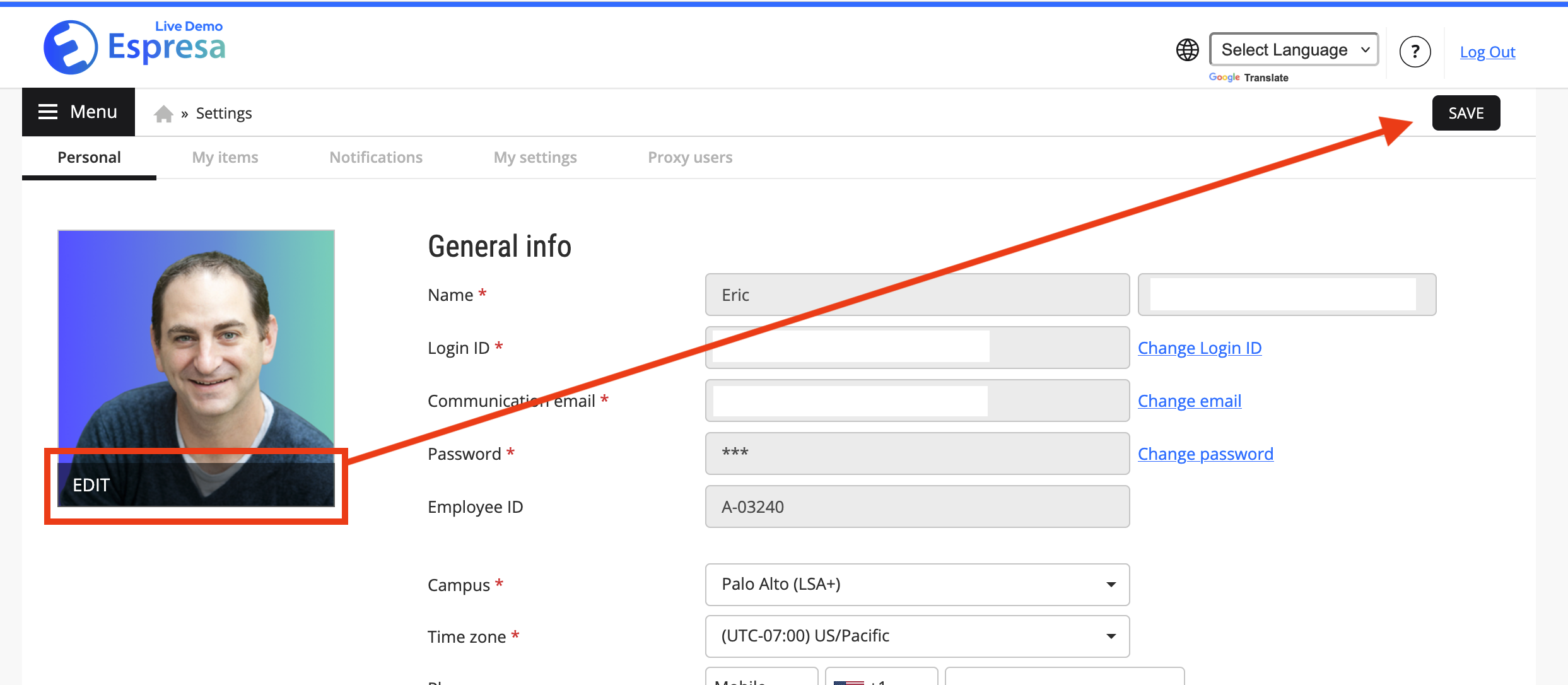 Change profile picture setting